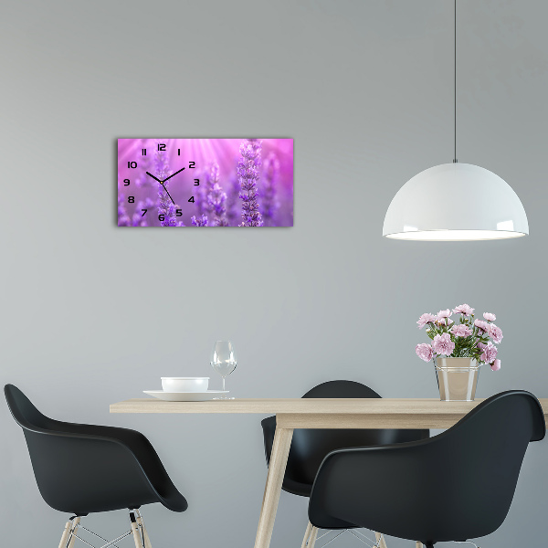 Horizontal rectangular wall clock Lavender