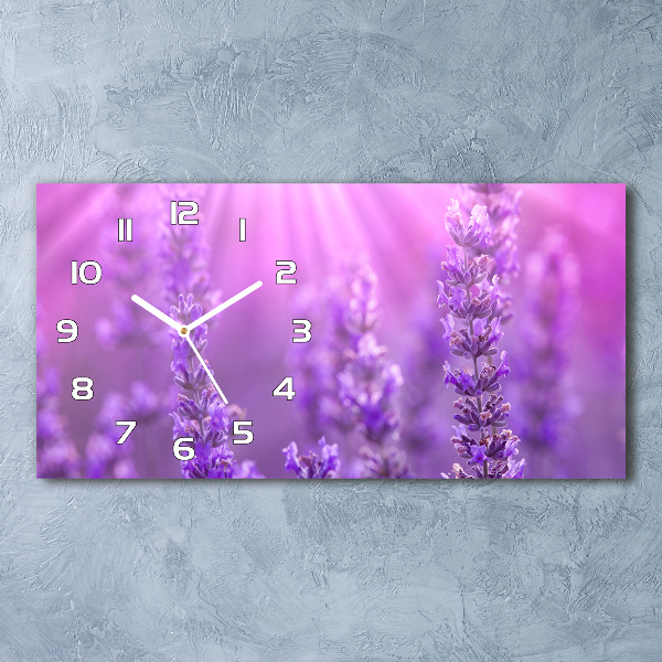 Horizontal rectangular wall clock Lavender