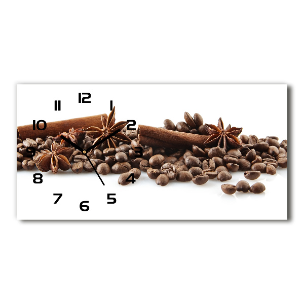 Horizontal rectangular wall clock Cinnamon coffee beans