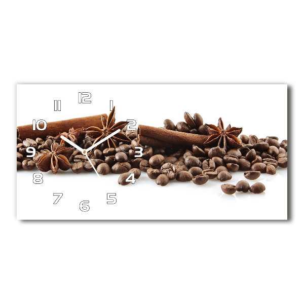 Horizontal rectangular wall clock Cinnamon coffee beans