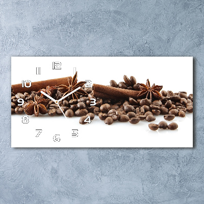 Horizontal rectangular wall clock Cinnamon coffee beans