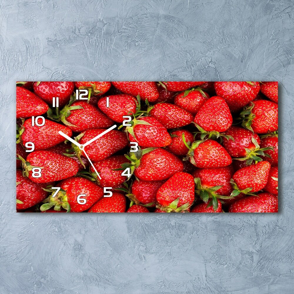 Horizontal rectangular wall clock Strawberries