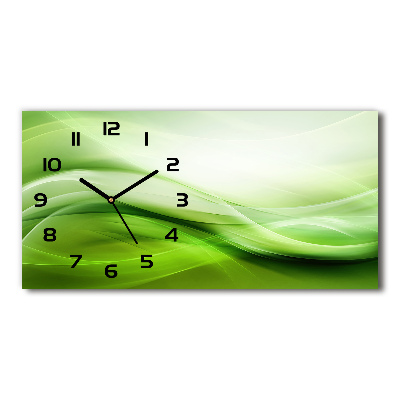 Horizontal rectangular wall clock Green waves