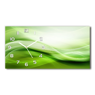 Horizontal rectangular wall clock Green waves