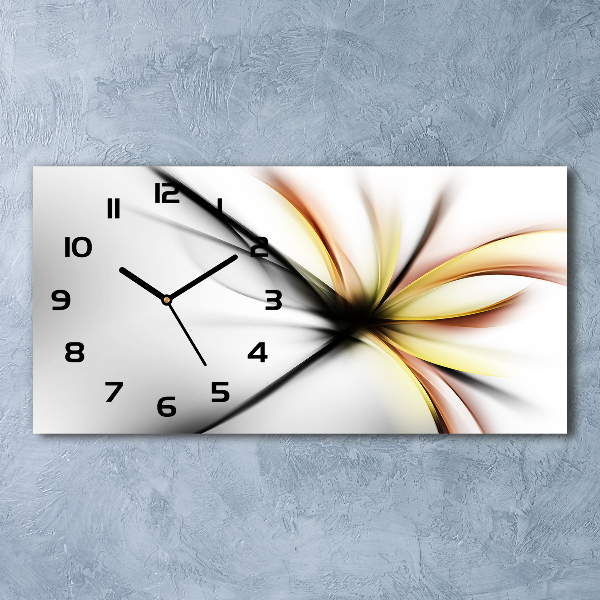 Horizontal rectangular wall clock Flower abstraction