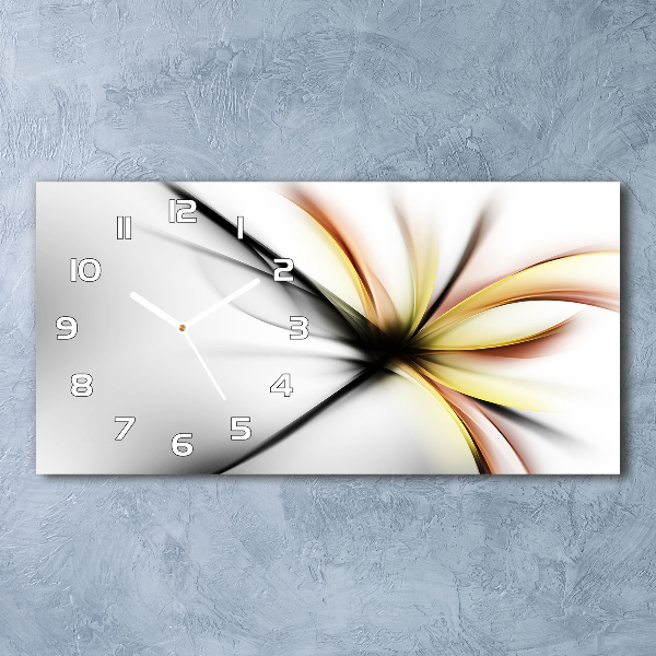 Horizontal rectangular wall clock Flower abstraction