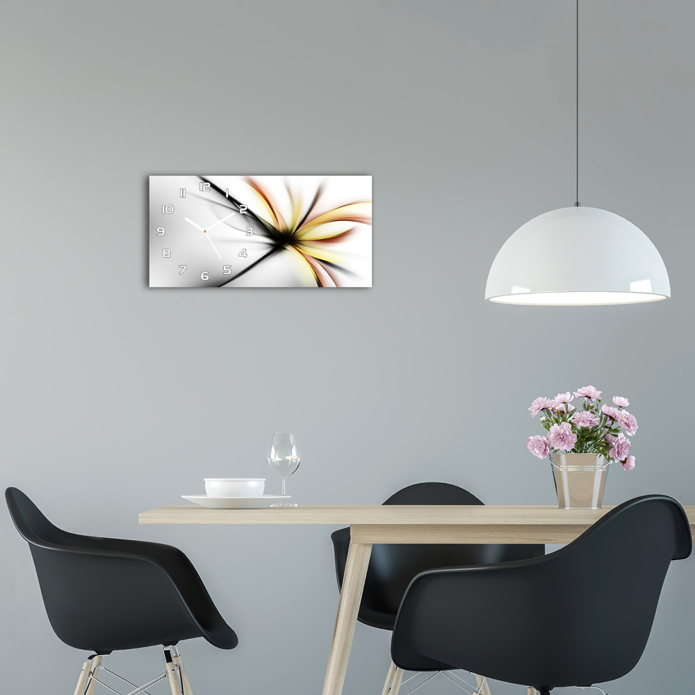 Horizontal rectangular wall clock Flower abstraction