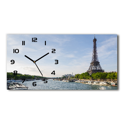 Horizontal rectangular wall clock Eiffel Paris tower