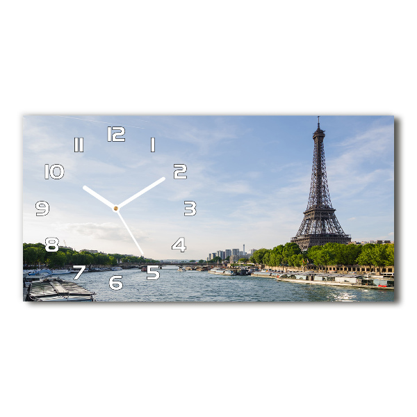 Horizontal rectangular wall clock Eiffel Paris tower