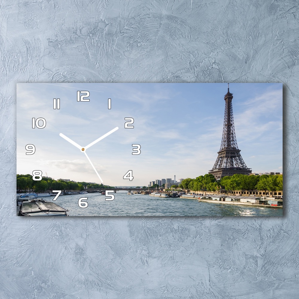 Horizontal rectangular wall clock Eiffel Paris tower