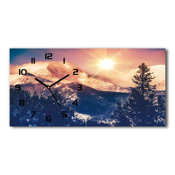 Horizontal rectangular wall clock Colorado mountains