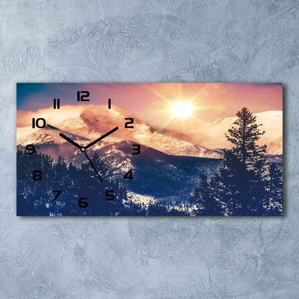 Horizontal rectangular wall clock Colorado mountains