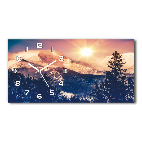 Horizontal rectangular wall clock Colorado mountains