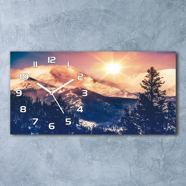 Horizontal rectangular wall clock Colorado mountains