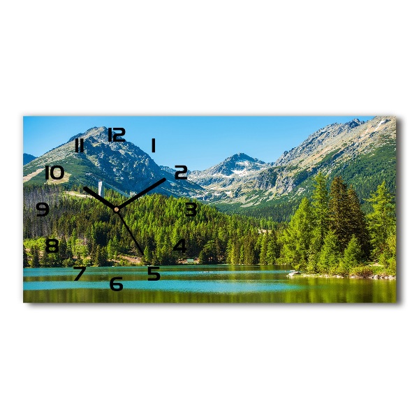 Horizontal rectangular wall clock Lake in the mountains