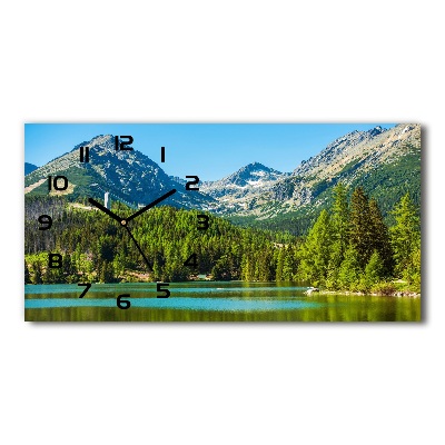 Horizontal rectangular wall clock Lake in the mountains