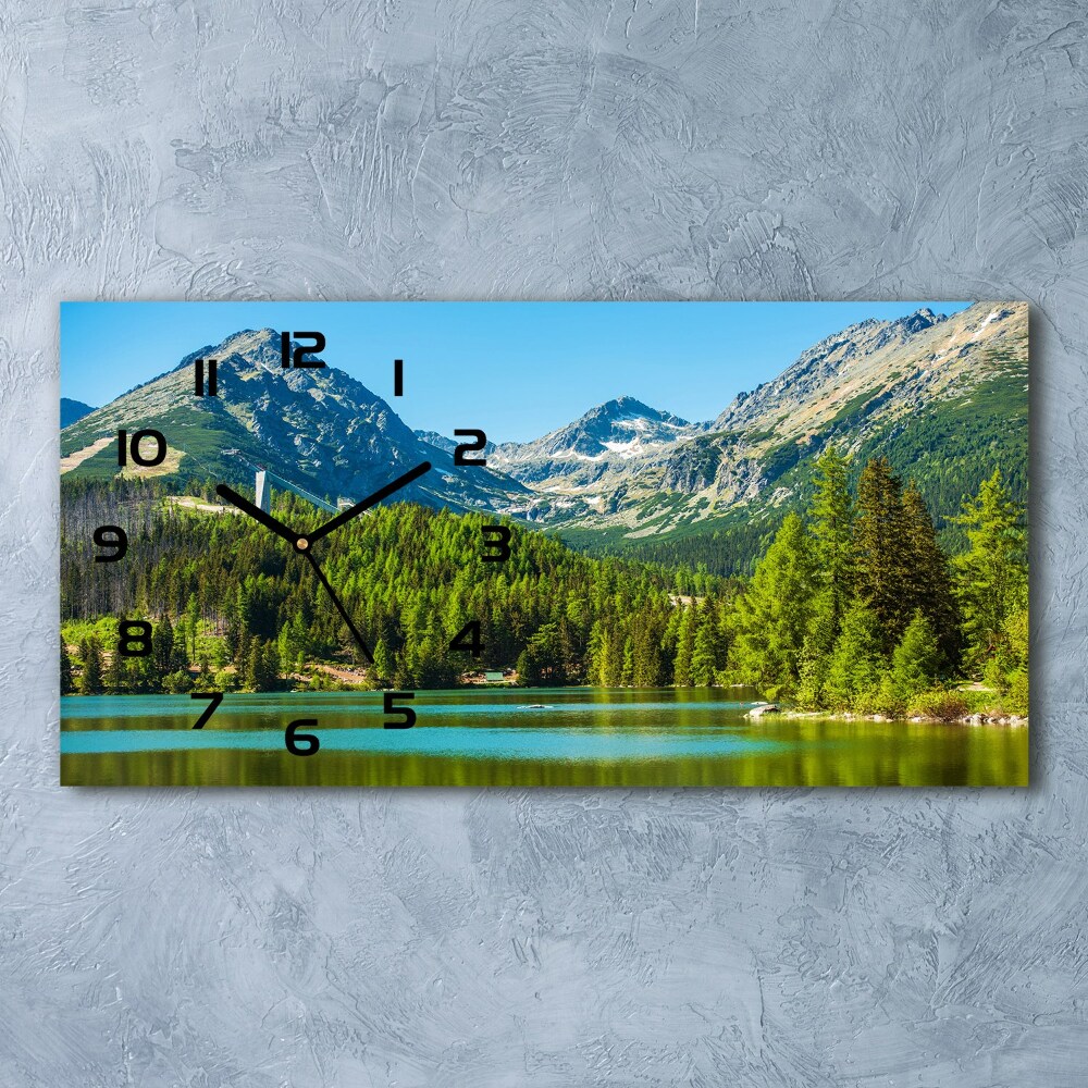 Horizontal rectangular wall clock Lake in the mountains