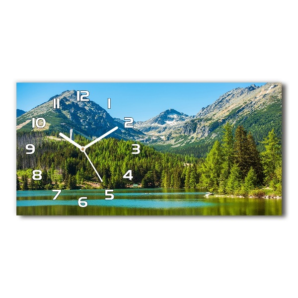 Horizontal rectangular wall clock Lake in the mountains