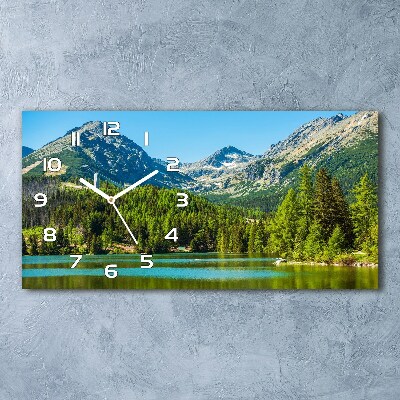 Horizontal rectangular wall clock Lake in the mountains