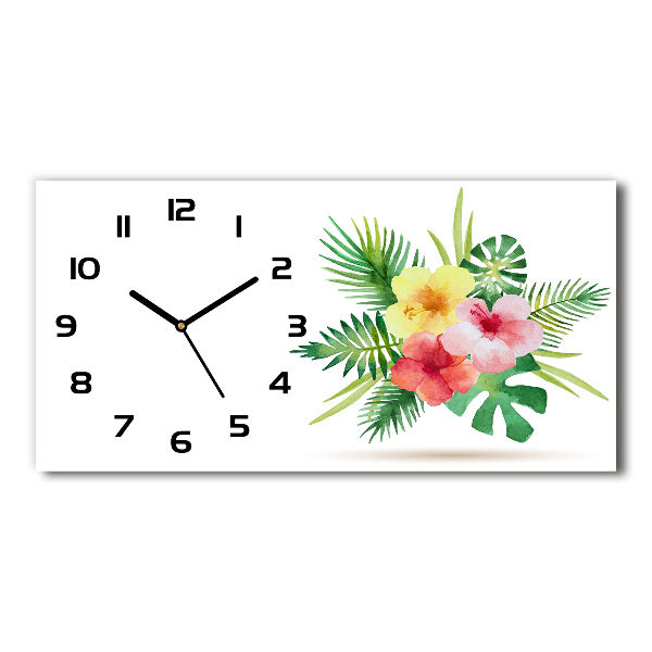 Horizontal wall clock Hawaiian flowers