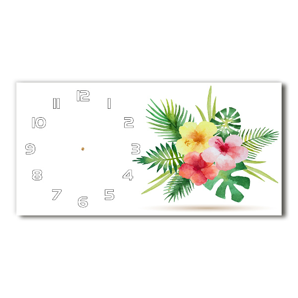 Horizontal wall clock Hawaiian flowers