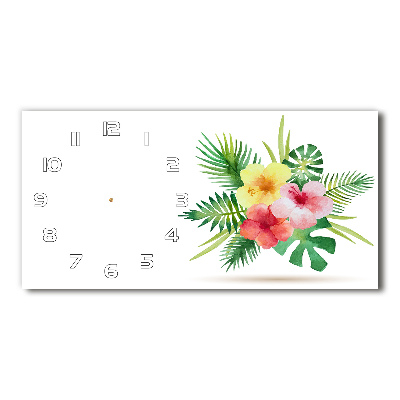 Horizontal wall clock Hawaiian flowers