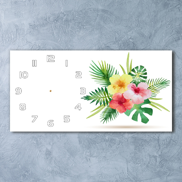 Horizontal wall clock Hawaiian flowers