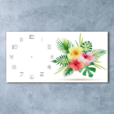 Horizontal wall clock Hawaiian flowers