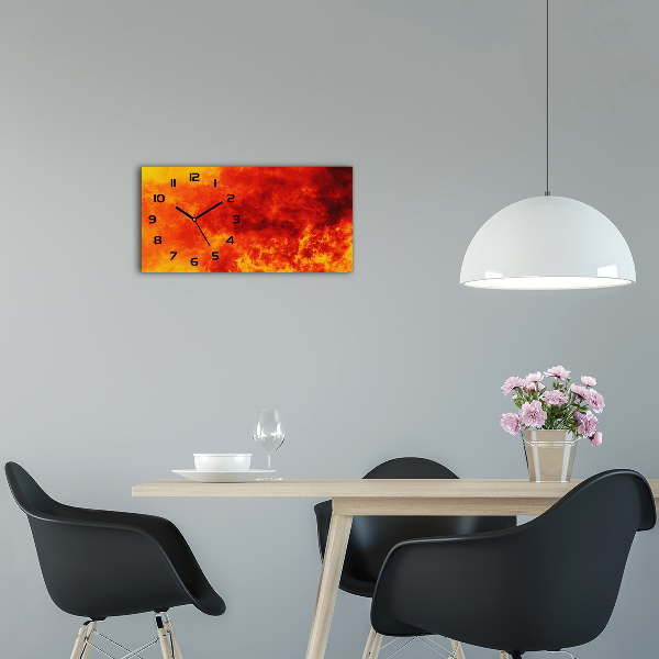 Horizontal wall clock Flames