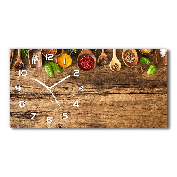 Horizontal rectangular wall clock Wood spices