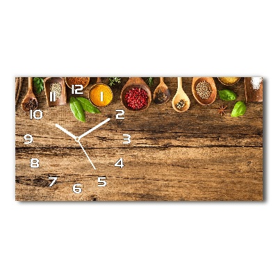 Horizontal rectangular wall clock Wood spices