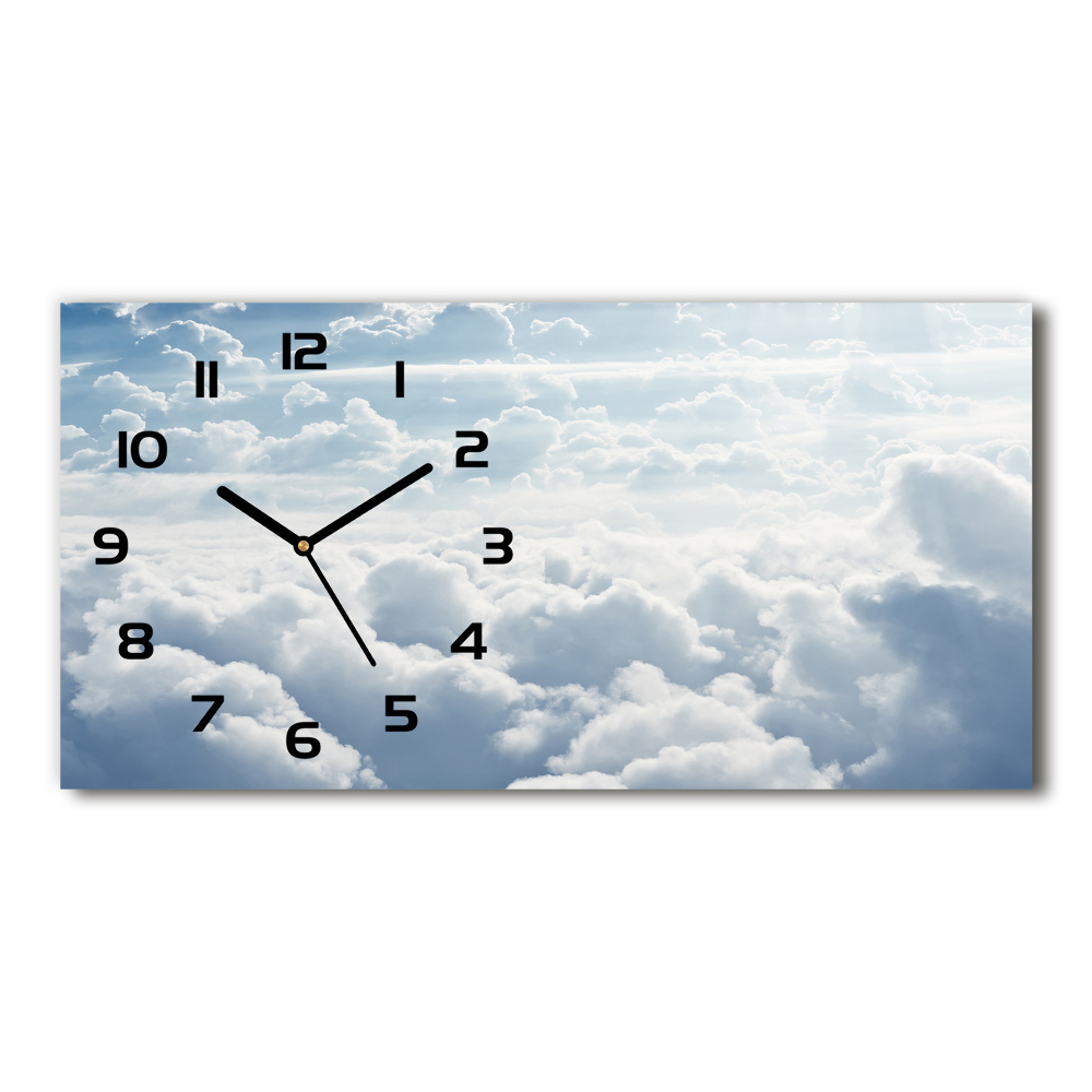 Horizontal wall clock Bird's flight clouds