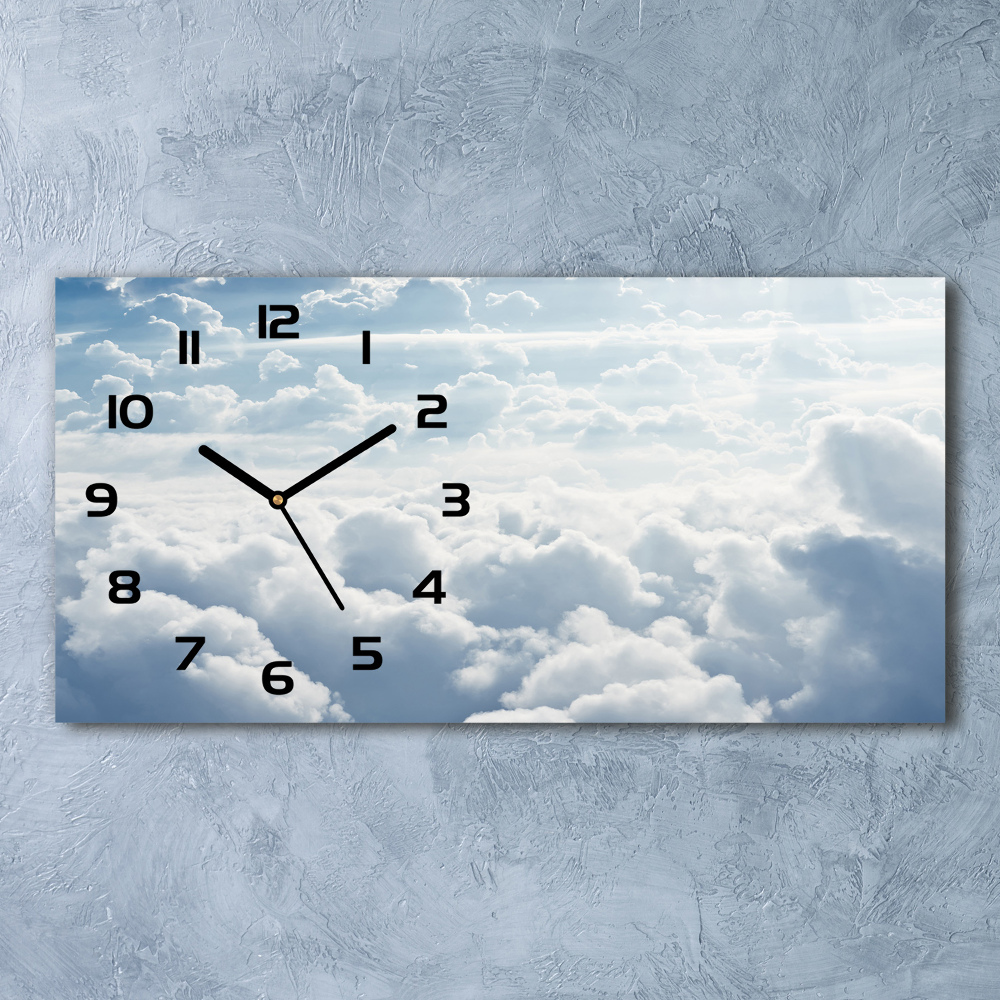 Horizontal wall clock Bird's flight clouds