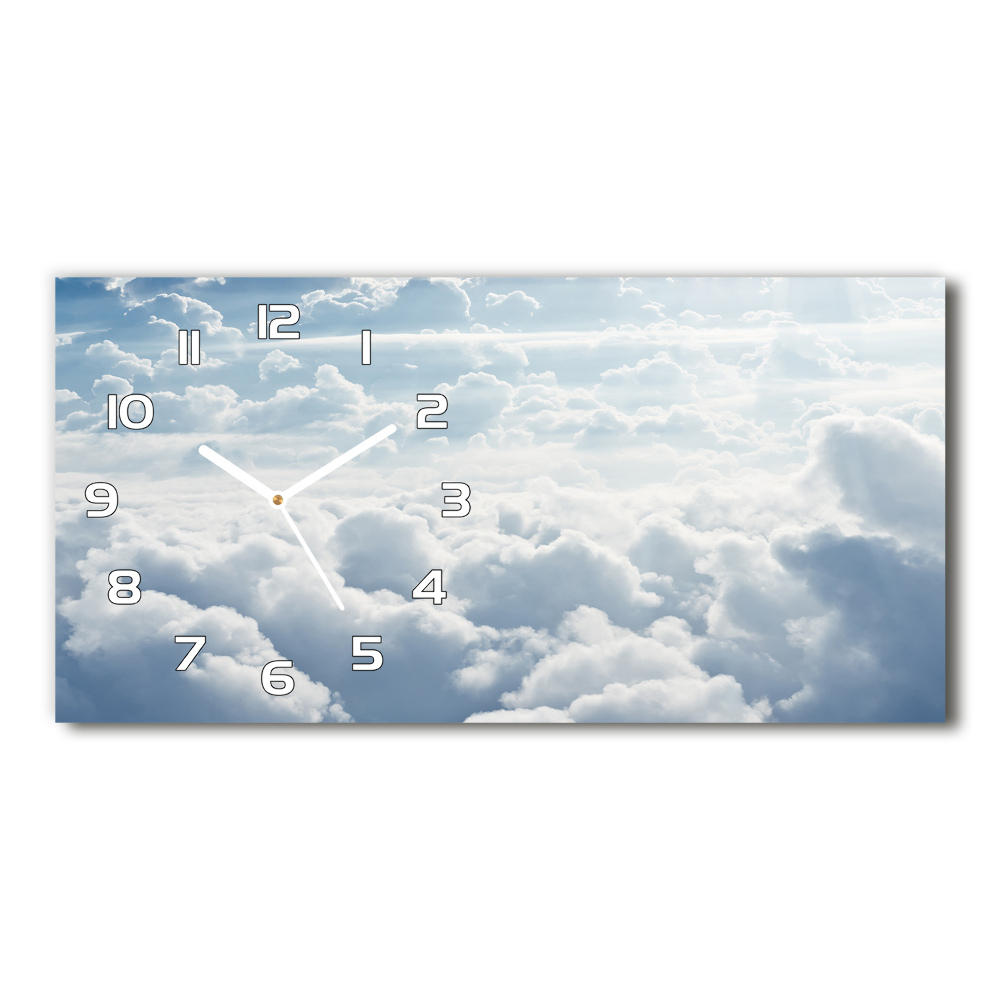 Horizontal wall clock Bird's flight clouds