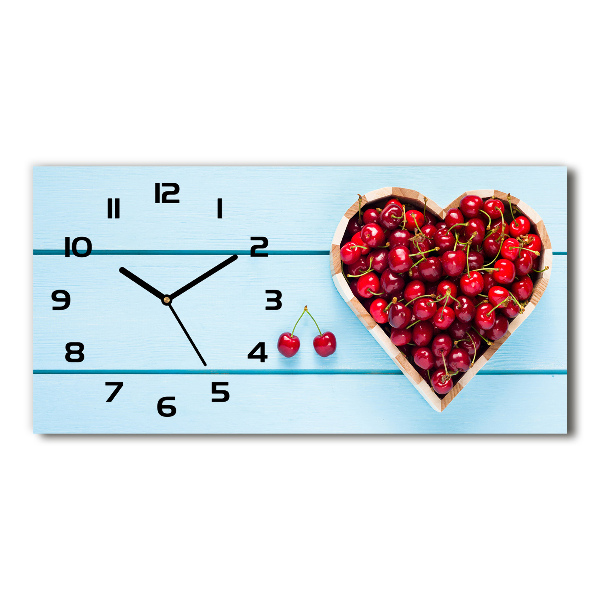 Horizontal wall clock Cherry heart