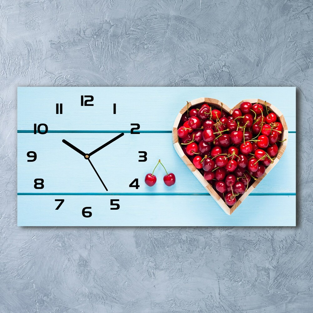 Horizontal wall clock Cherry heart