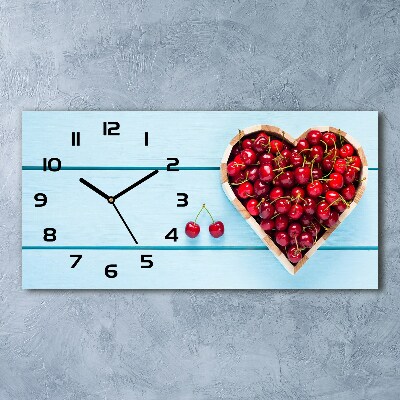 Horizontal wall clock Cherry heart