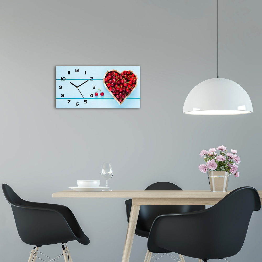 Horizontal wall clock Cherry heart