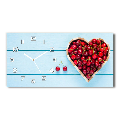 Horizontal wall clock Cherry heart