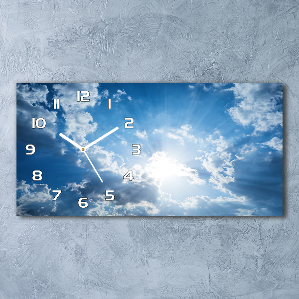 Horizontal wall clock Clouds in the sky