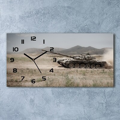 Horizontal wall clock Tank in the desert