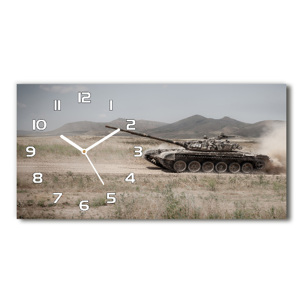 Horizontal wall clock Tank in the desert