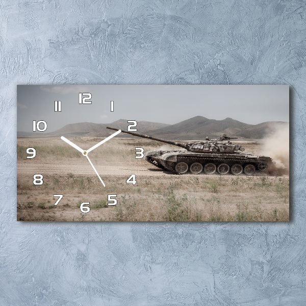 Horizontal wall clock Tank in the desert