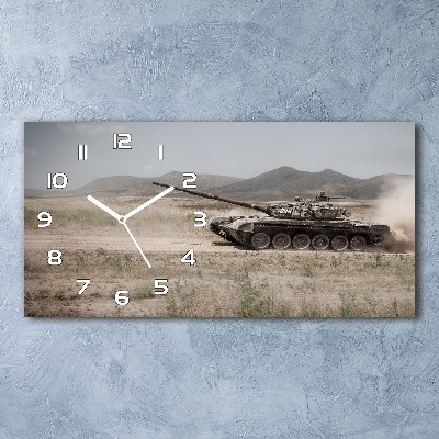 Horizontal wall clock Tank in the desert