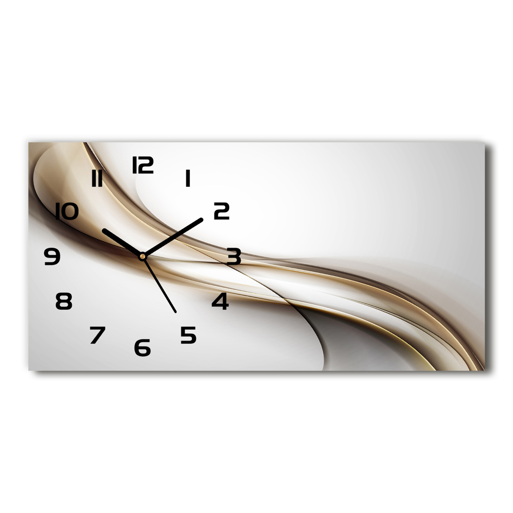 Horizontal rectangular wall clock Brown wave