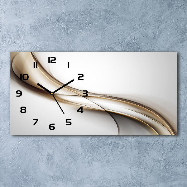 Horizontal rectangular wall clock Brown wave