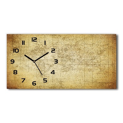 Horizontal wall clock Old map of the world