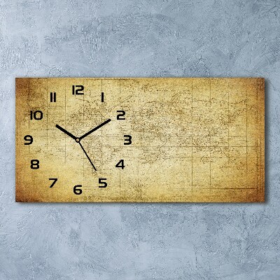 Horizontal wall clock Old map of the world