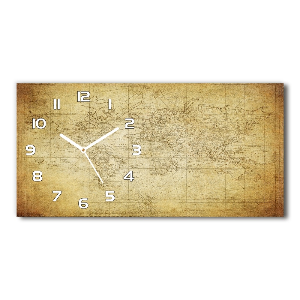 Horizontal wall clock Old map of the world