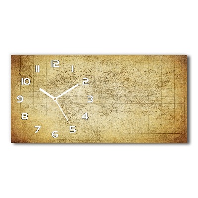 Horizontal wall clock Old map of the world